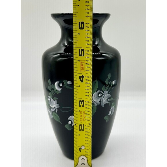 White Rose Vase by PILGRIM GLASS Black Glass - Picture 6 of 8